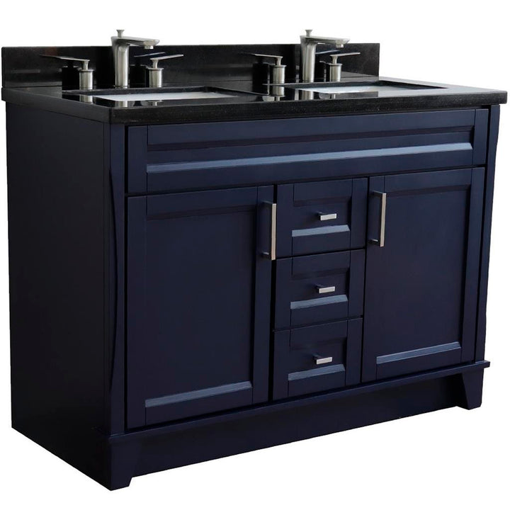 Bellaterra Home Terni 48" Blue Double Vanity, Rectangle Sink Black Galaxy Granite#top-options_black-galaxy-granite