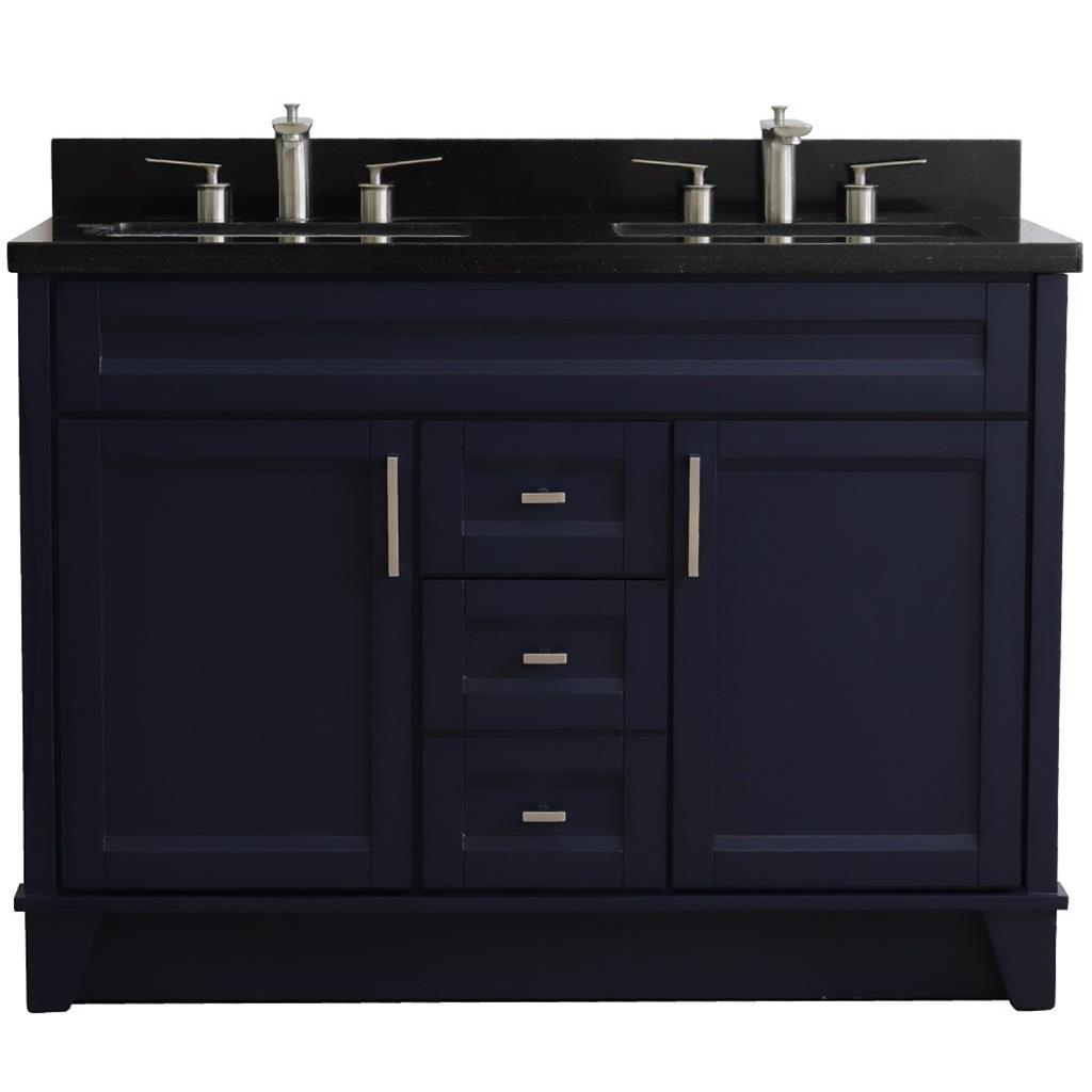 Bellaterra Home Terni 48" Blue Double Vanity, Rectangle Sink Black Galaxy Granite#top-options_black-galaxy-granite