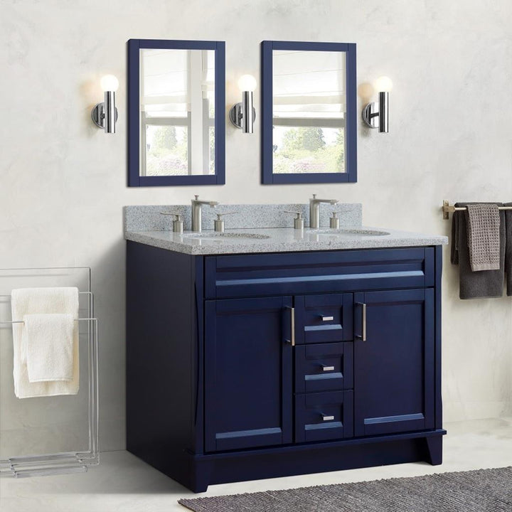 Bellaterra Terni 49" Double Vanity, Blue, Gray Granite Top/Oval Sink