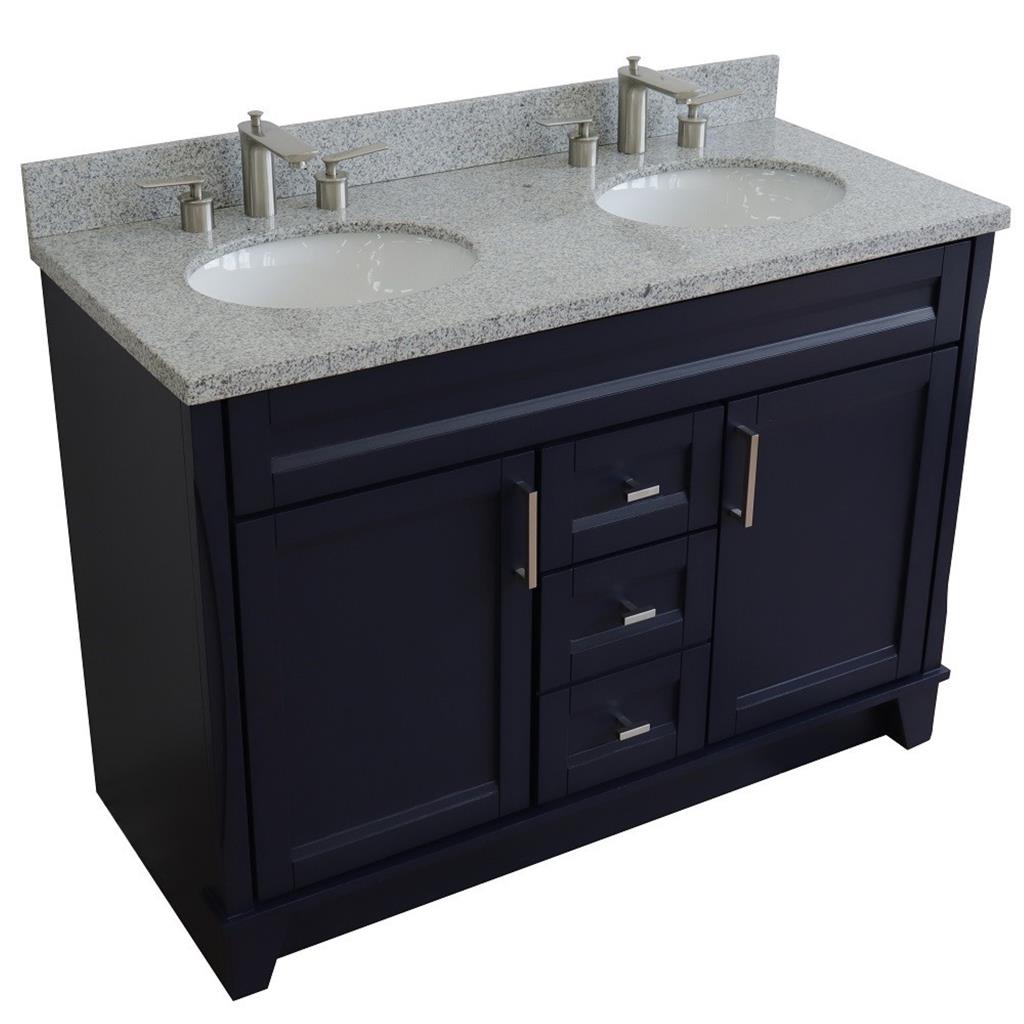 Bellaterra Terni 49" Double Vanity, Blue, Gray Granite Top/Oval Sink