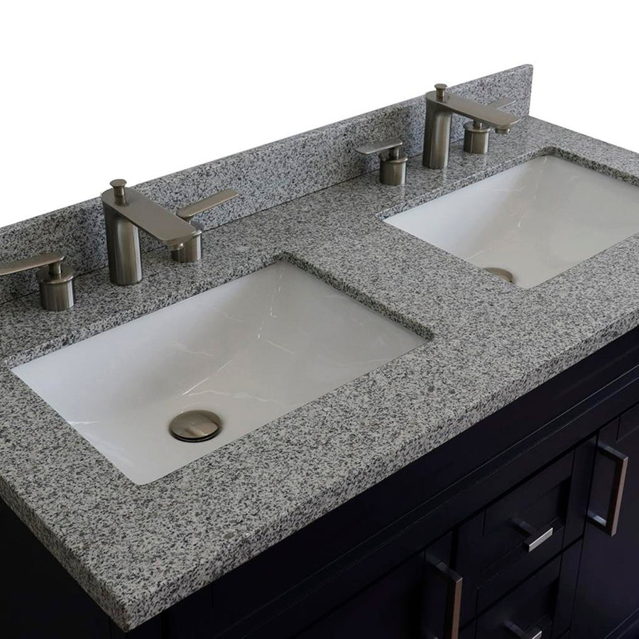 Bellaterra Terni 49" Double Vanity, Blue, Gray Granite Top/Rectangle Sink