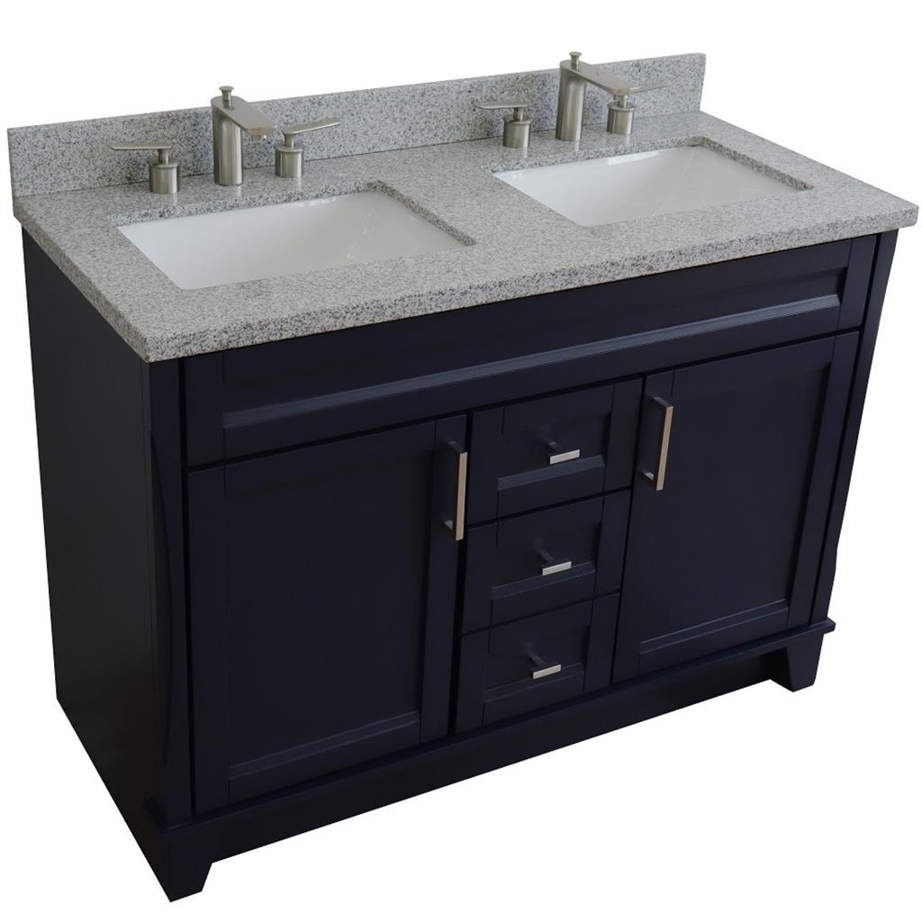 Bellaterra Terni 49" Double Vanity, Blue, Gray Granite Top/Rectangle Sink