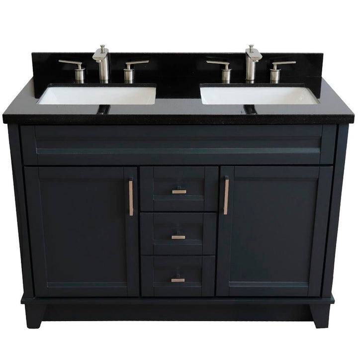 Bellaterra Terni 49" Double Vanity, Dark Gray, Black Galaxy Granite Top/Rectangle Sink