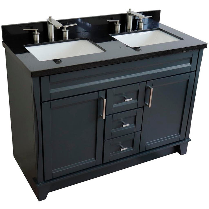 Bellaterra Terni 49" Double Vanity, Dark Gray, Black Galaxy Granite Top/Rectangle Sink