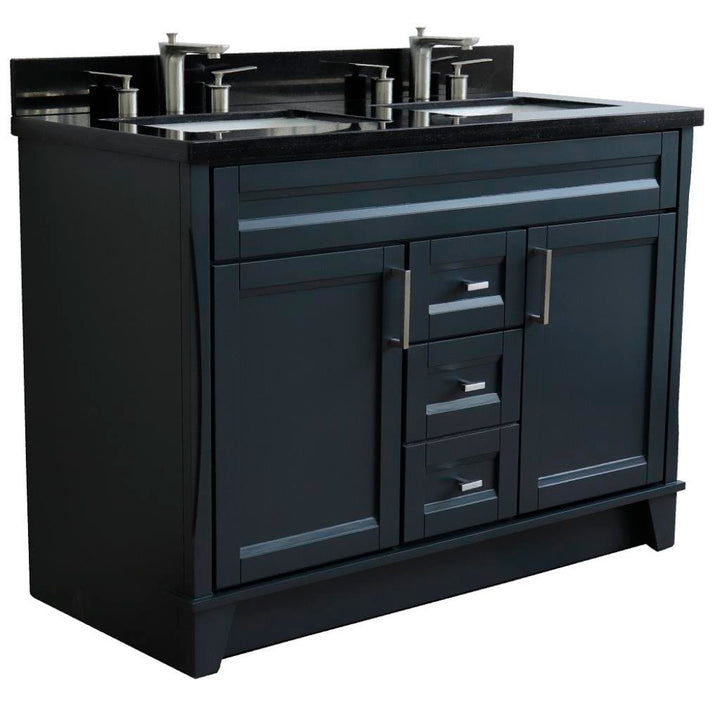 Bellaterra Terni 49" Double Vanity, Dark Gray, Black Galaxy Granite Top/Rectangle Sink