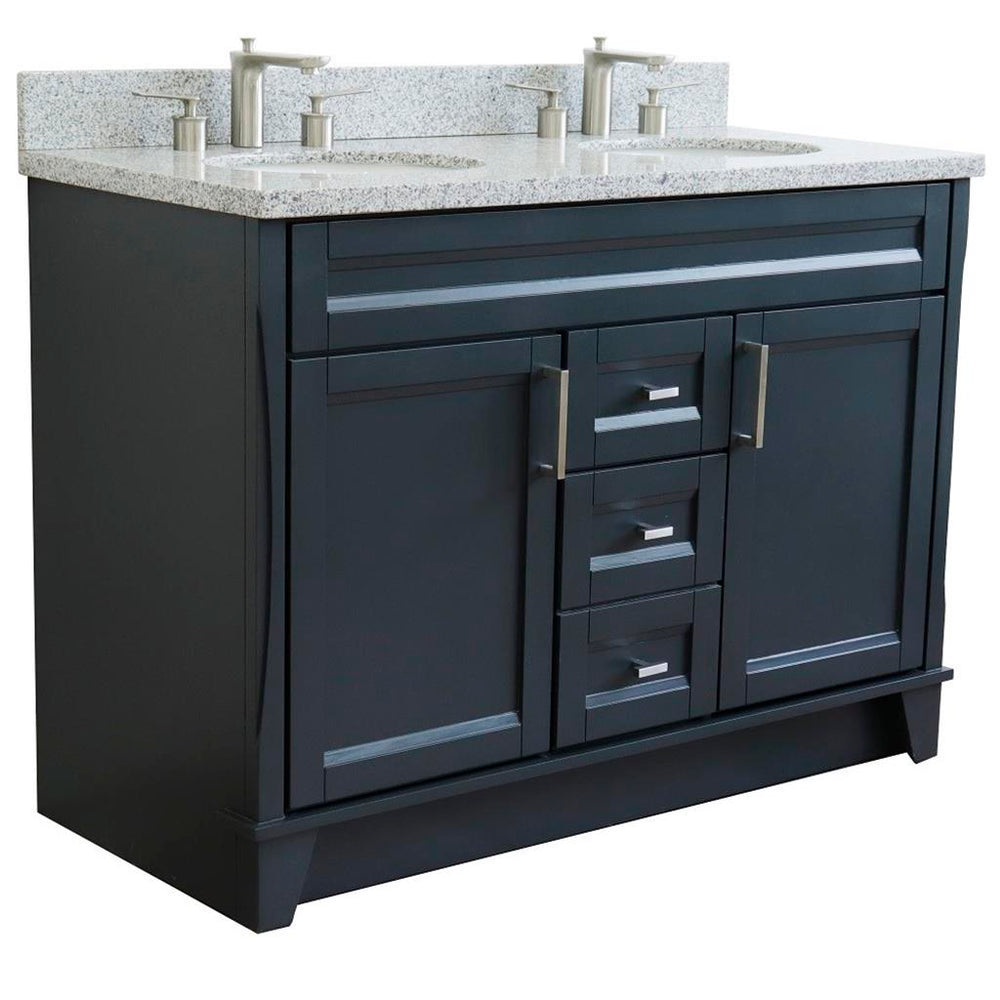 Bellaterra Terni 49" Double Vanity, Dark Gray, Gray Granite Top/Oval Sink