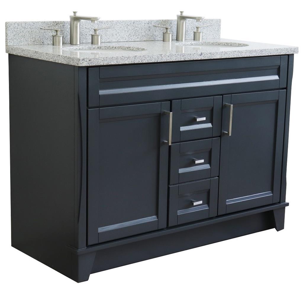 Bellaterra Terni 49" Double Vanity, Dark Gray, Gray Granite Top/Oval Sink