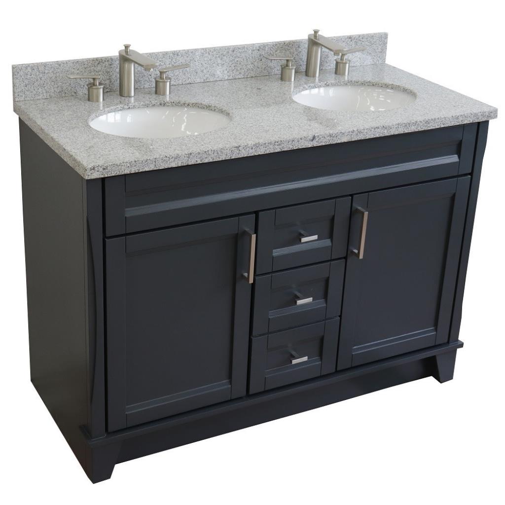 Bellaterra Terni 49" Double Vanity, Dark Gray, Gray Granite Top/Oval Sink