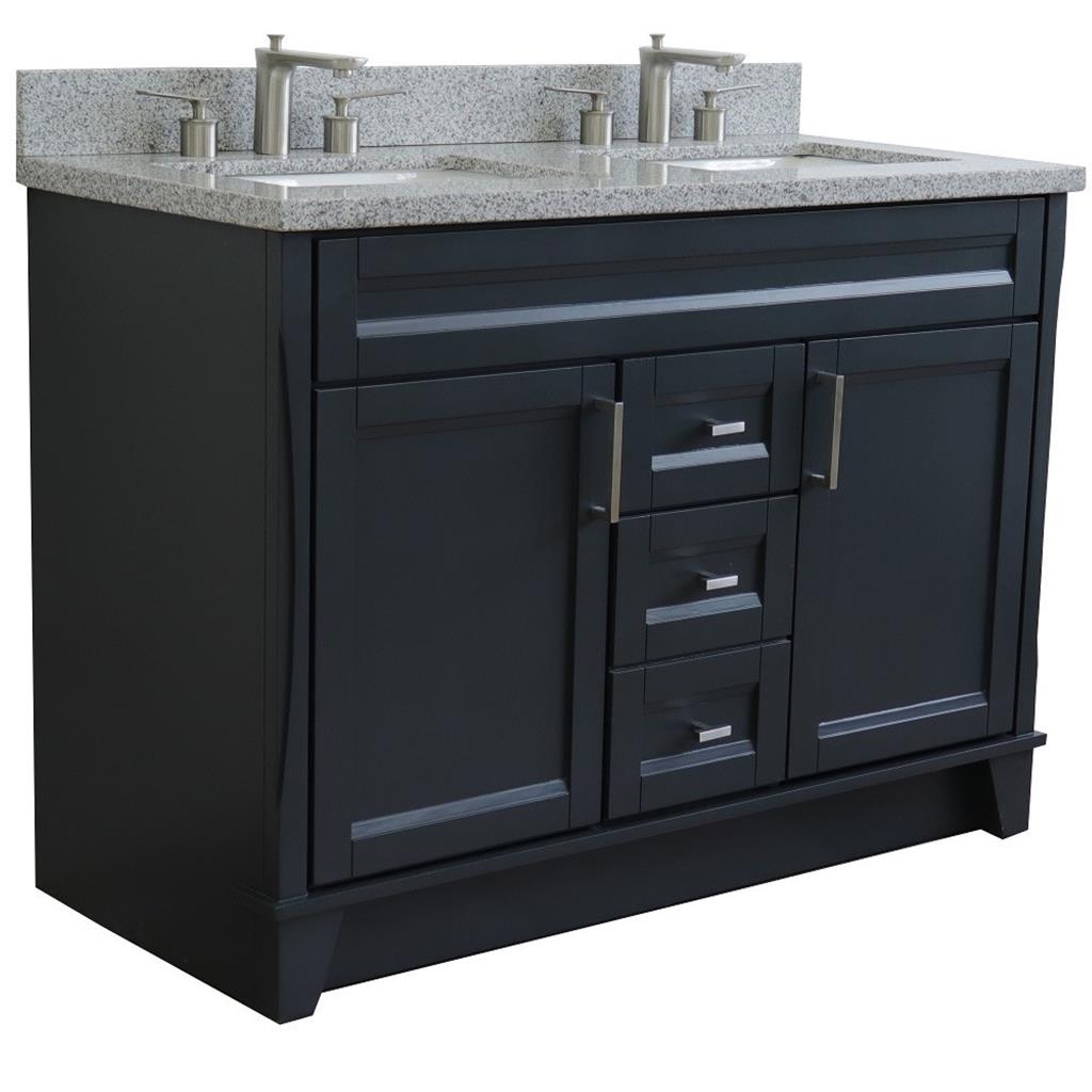 Bellaterra Terni 49" Double Vanity, Dark Gray, Gray Granite Top/Rectangle Sink