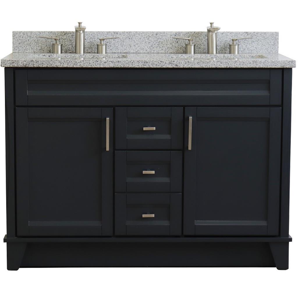 Bellaterra Terni 49" Double Vanity, Dark Gray, Gray Granite Top/Rectangle Sink