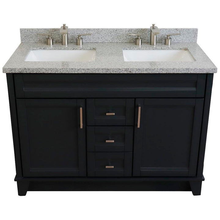 Bellaterra Terni 49" Double Vanity, Dark Gray, Gray Granite Top/Rectangle Sink