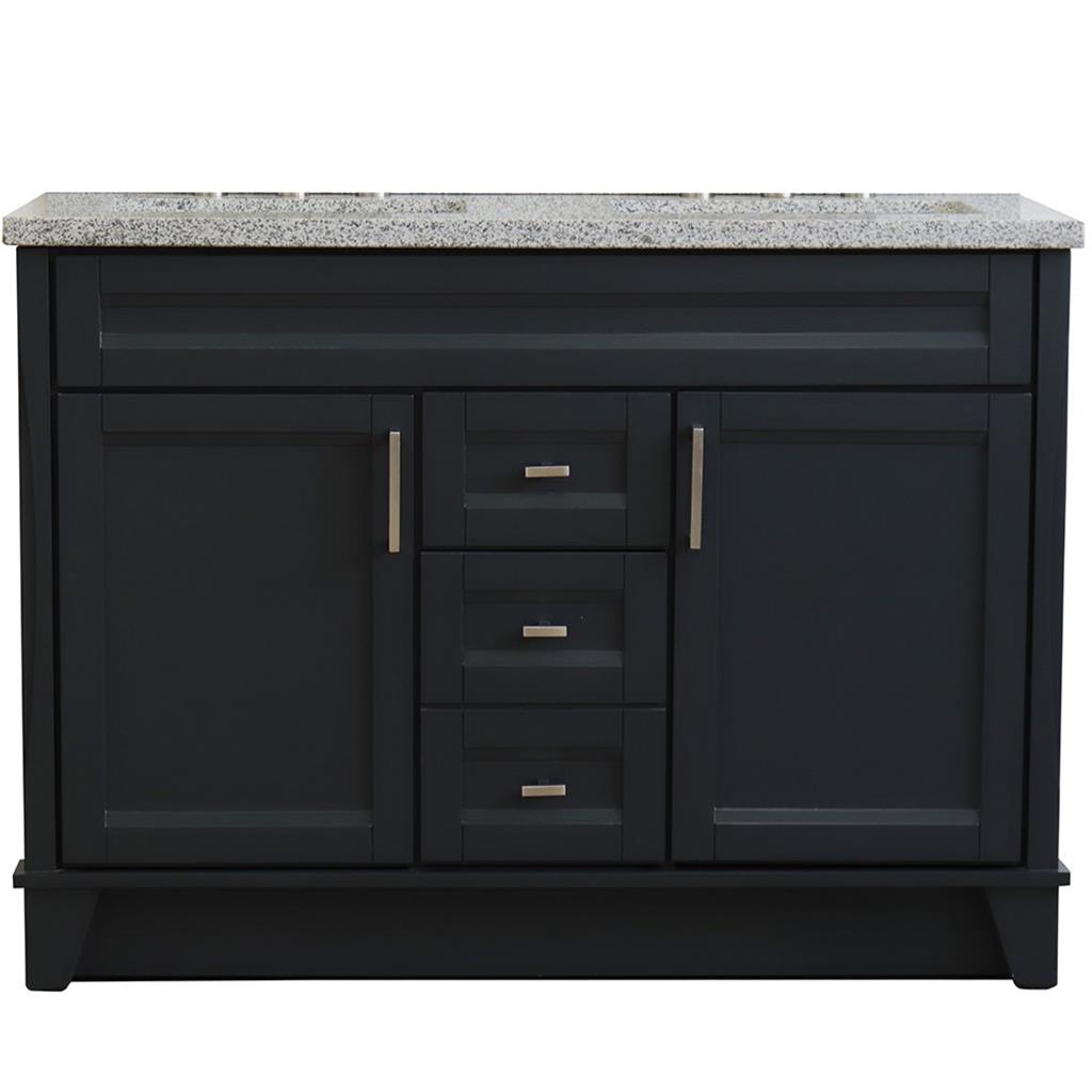 Bellaterra Terni 49" Double Vanity, Dark Gray, Gray Granite Top/Rectangle Sink