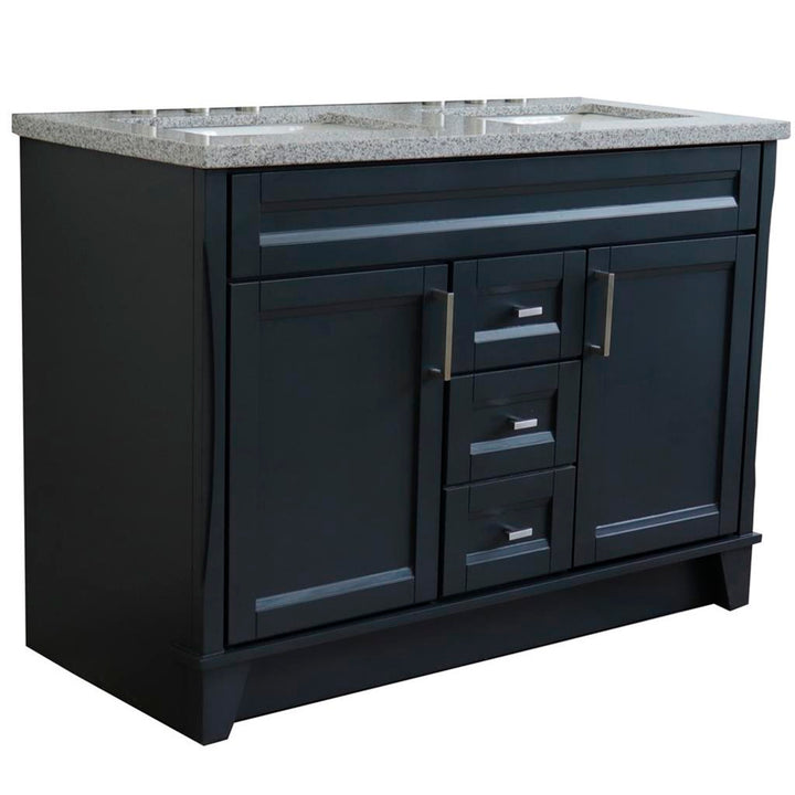 Bellaterra Terni 49" Double Vanity, Dark Gray, Gray Granite Top/Rectangle Sink