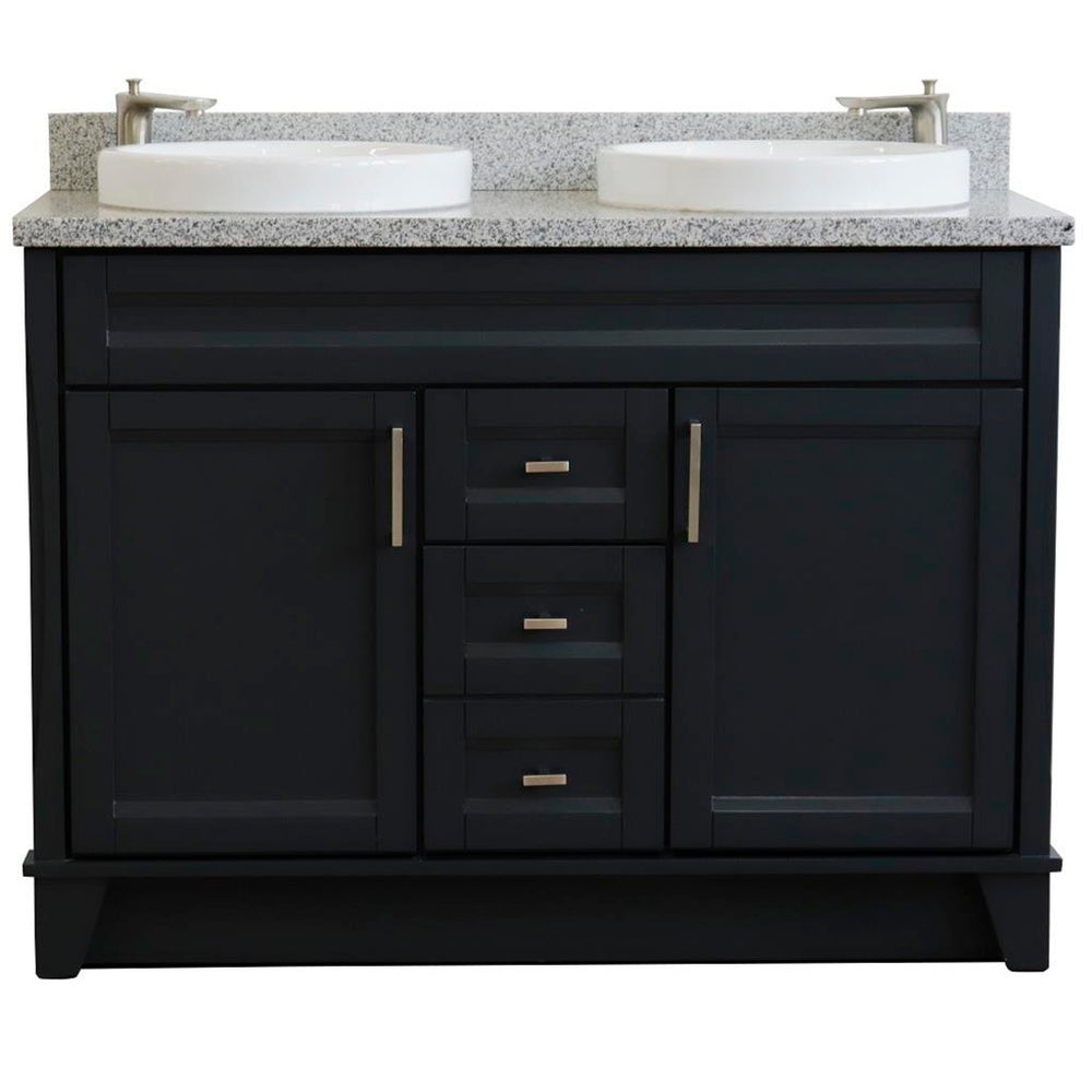 Bellaterra Terni 49" Double Vanity, Dark Gray, Gray Granite Top/Round Sink