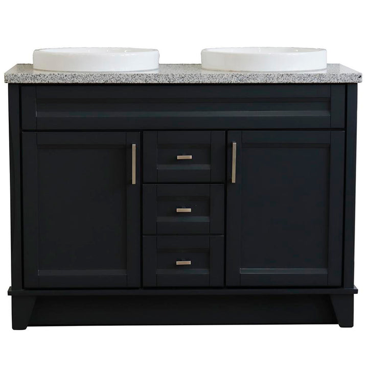 Bellaterra Terni 49" Double Vanity, Dark Gray, Gray Granite Top/Round Sink