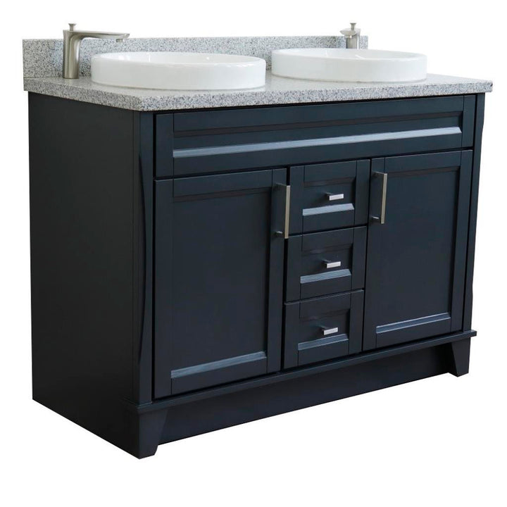 Bellaterra Terni 49" Double Vanity, Dark Gray, Gray Granite Top/Round Sink