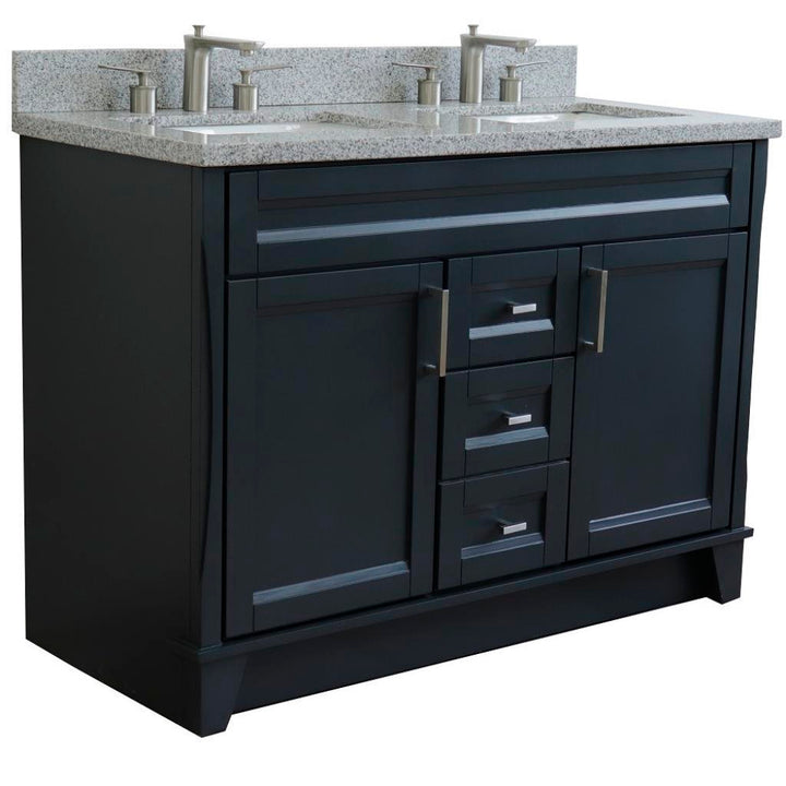 Bellaterra Terni 49" Double Vanity, Dark Gray, Gray Granite Top/Rectangle Sink