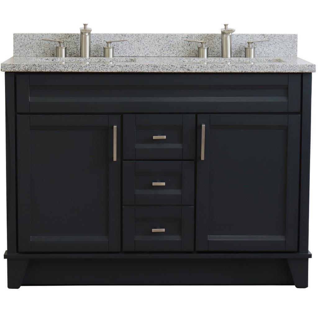 Bellaterra Terni 49" Double Vanity, Dark Gray, Gray Granite Top/Rectangle Sink