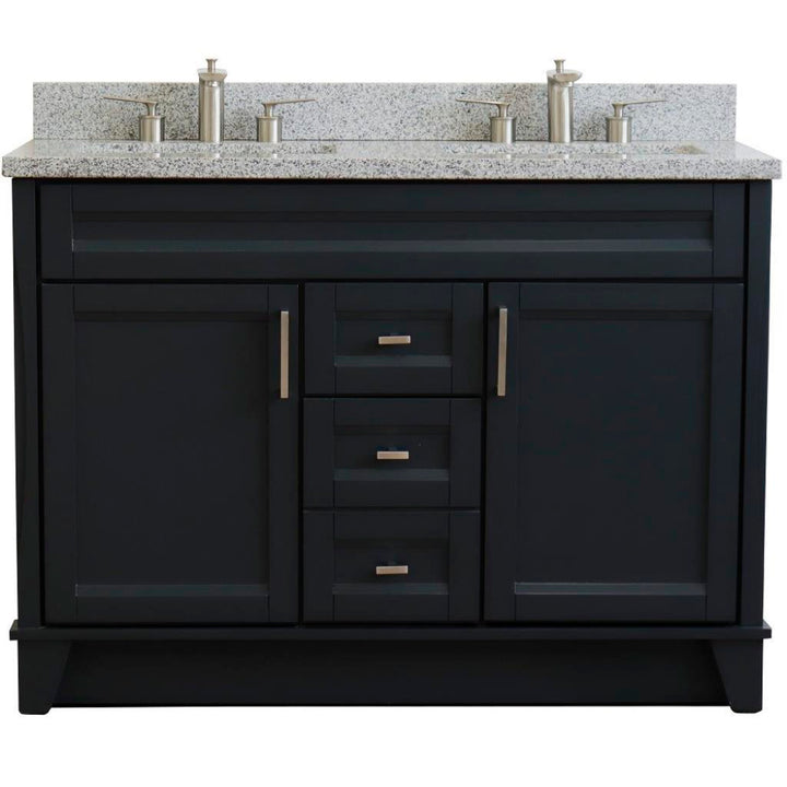 Bellaterra Terni 49" Double Vanity, Dark Gray, Gray Granite Top/Rectangle Sink