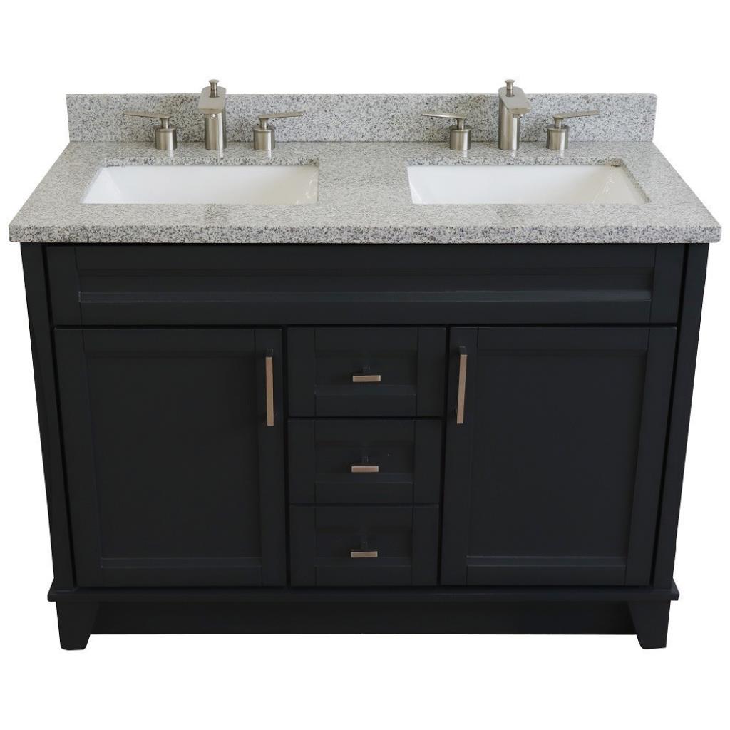 Bellaterra Terni 49" Double Vanity, Dark Gray, Gray Granite Top/Rectangle Sink