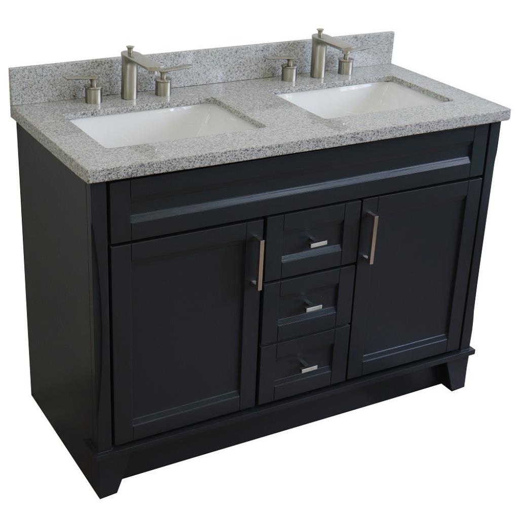 Bellaterra Terni 49" Double Vanity, Dark Gray, Gray Granite Top/Rectangle Sink