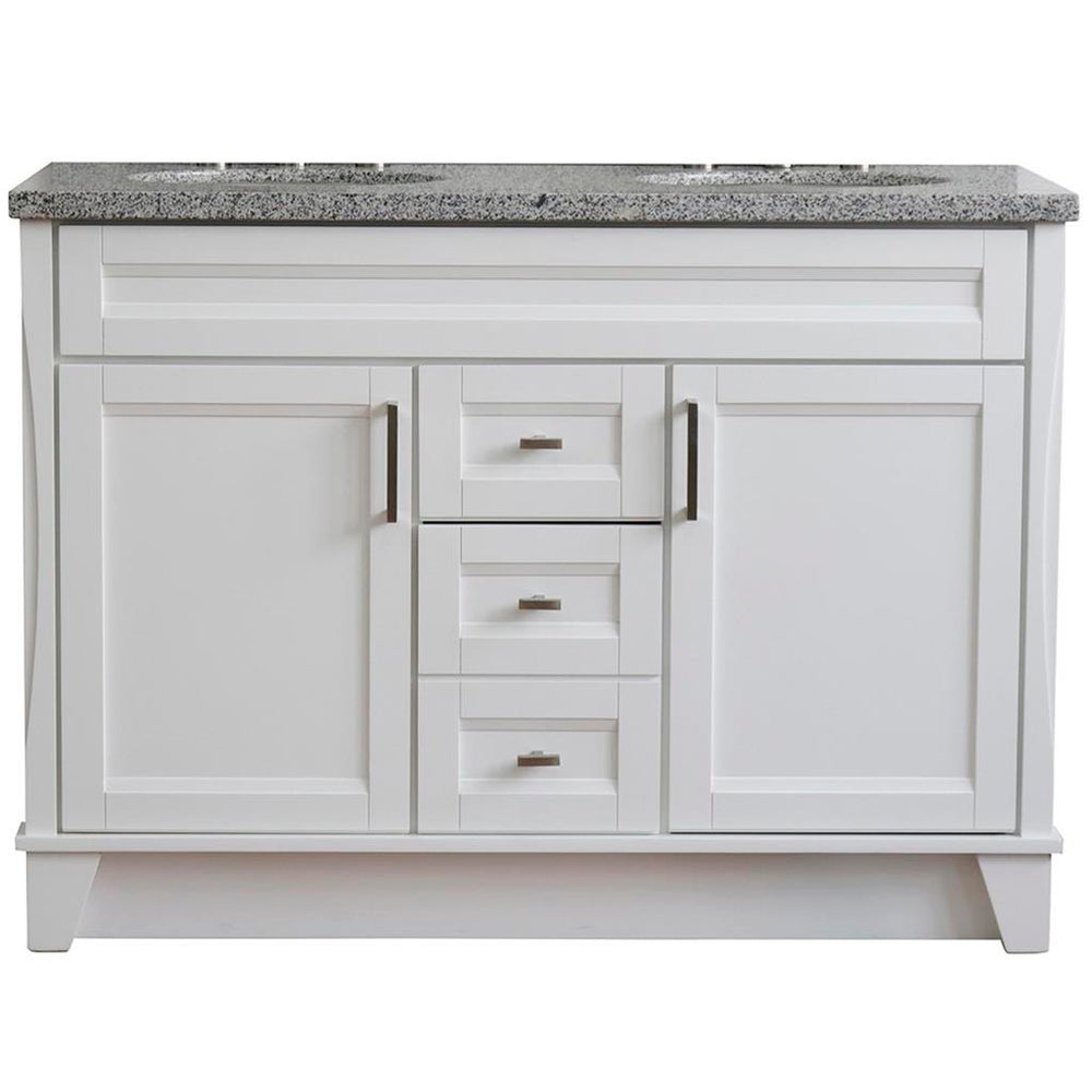 Bellaterra Terni 49" Double Vanity, White, Gray Granite Top/Oval Sink