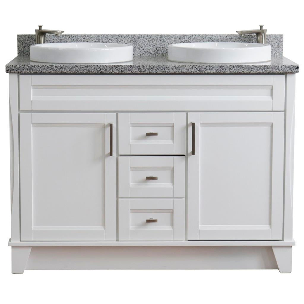 Bellaterra Terni 49" Double Vanity, White, Gray Granite Top/Round Sink