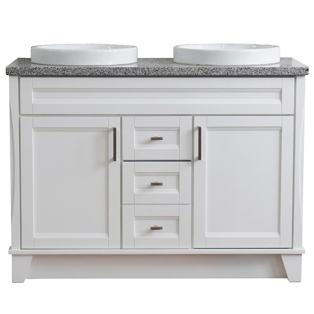 Bellaterra Terni 49" Double Vanity, White, Gray Granite Top/Round Sink