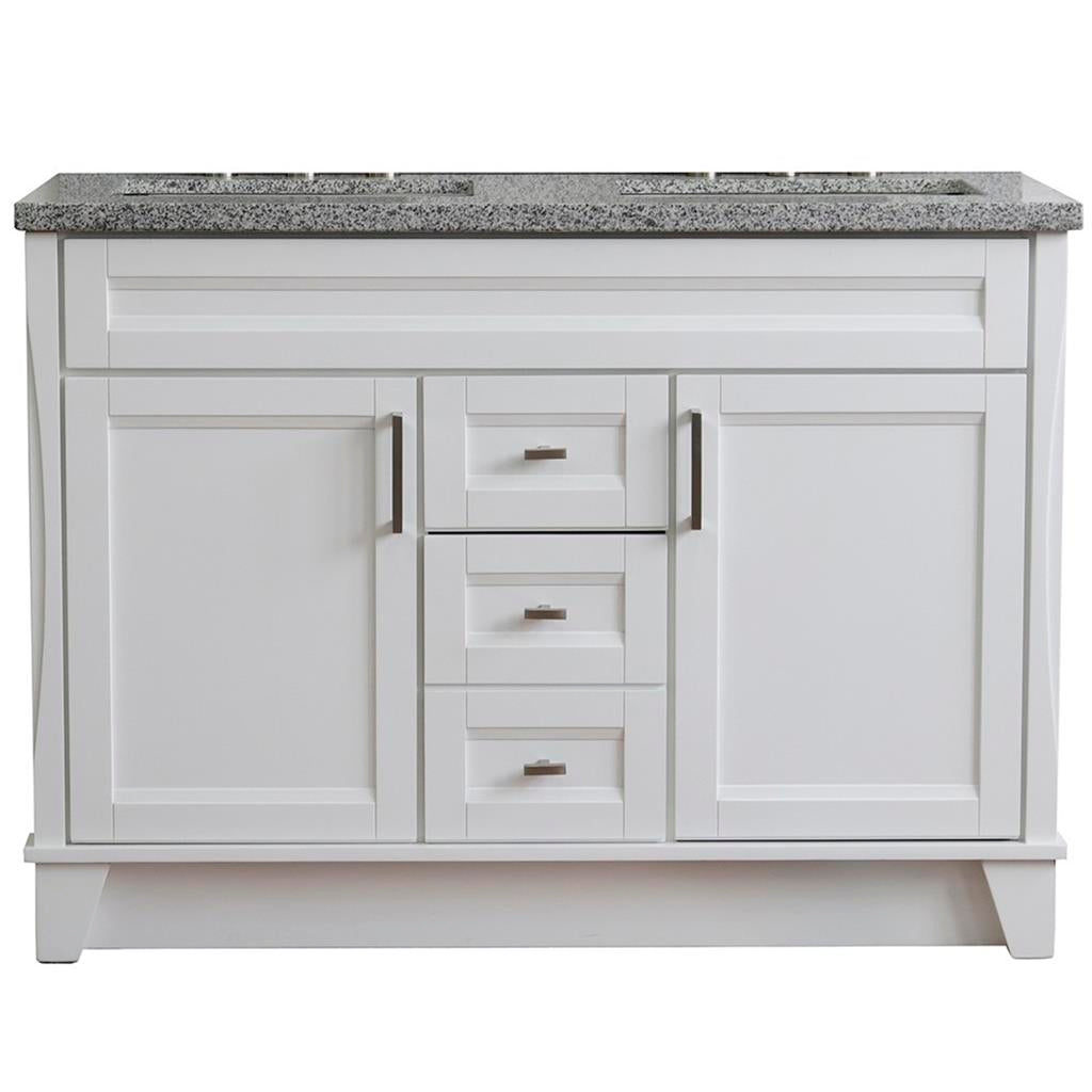 Bellaterra Terni 49" Double Vanity, White, Gray Granite Top/Rectangle Sink