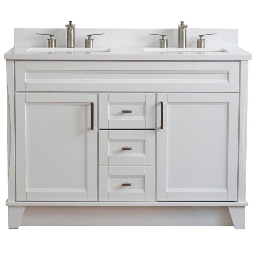 Bellaterra Terni 49" Double Vanity, White, White Quartz Top/Rectangle Sink