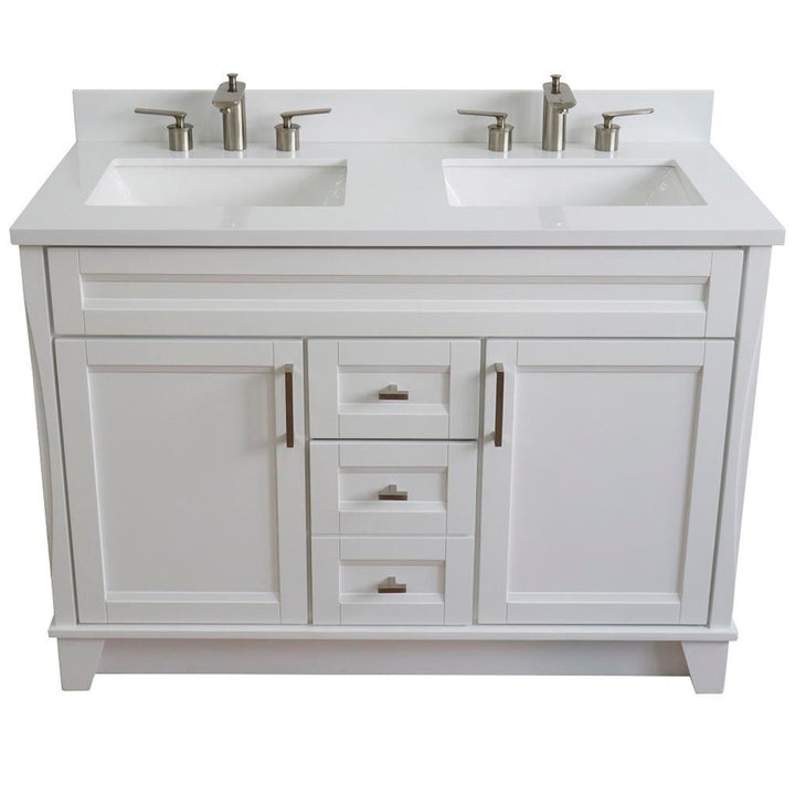 Bellaterra Terni 49" Double Vanity, White, White Quartz Top/Rectangle Sink