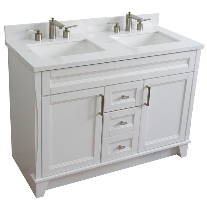 Bellaterra Terni 49" Double Vanity, White, White Quartz Top/Rectangle Sink