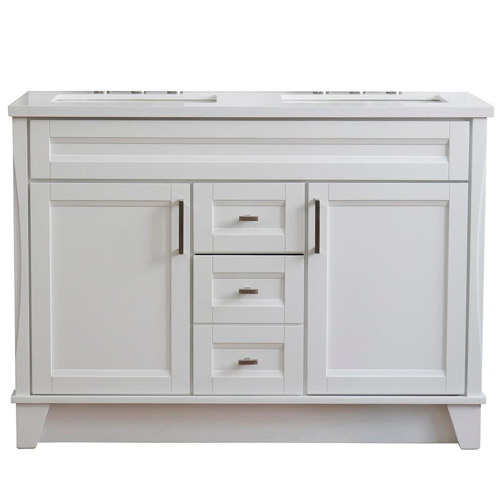 Bellaterra Terni 49" Double Vanity, White, White Quartz Top/Rectangle Sink