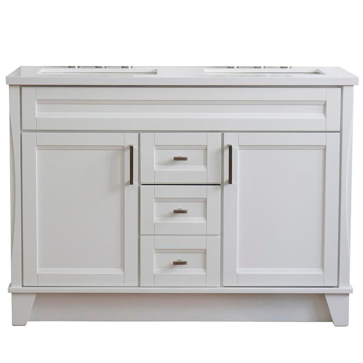 Bellaterra Terni 49" Double Vanity, White, White Quartz Top/Rectangle Sink