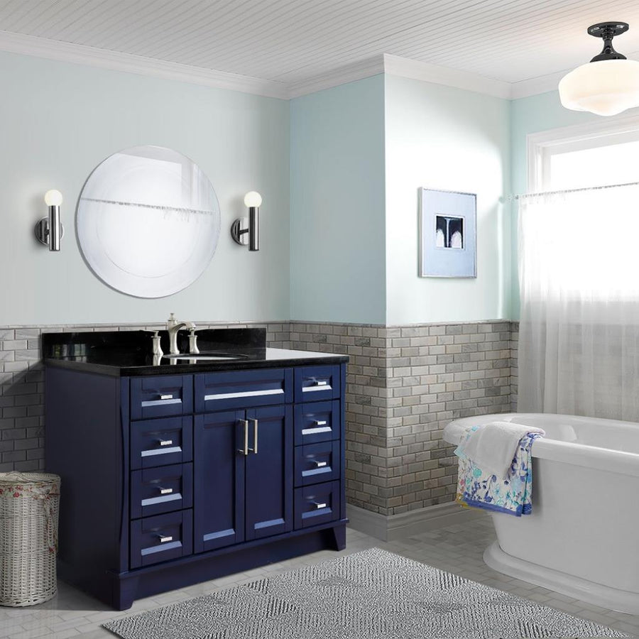 Bellaterra Home Terni 48" Blue Vanity, Oval Sink Black Galaxy Granite#top-options_black-galaxy-granite