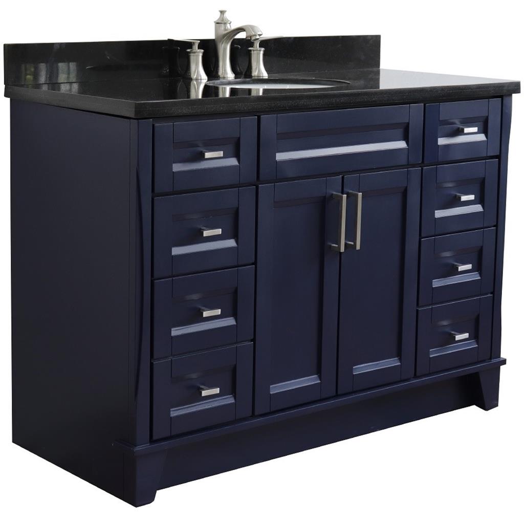 Bellaterra Terni 49" Single Vanity, Blue, Black Galaxy Granite Top/Oval Sink