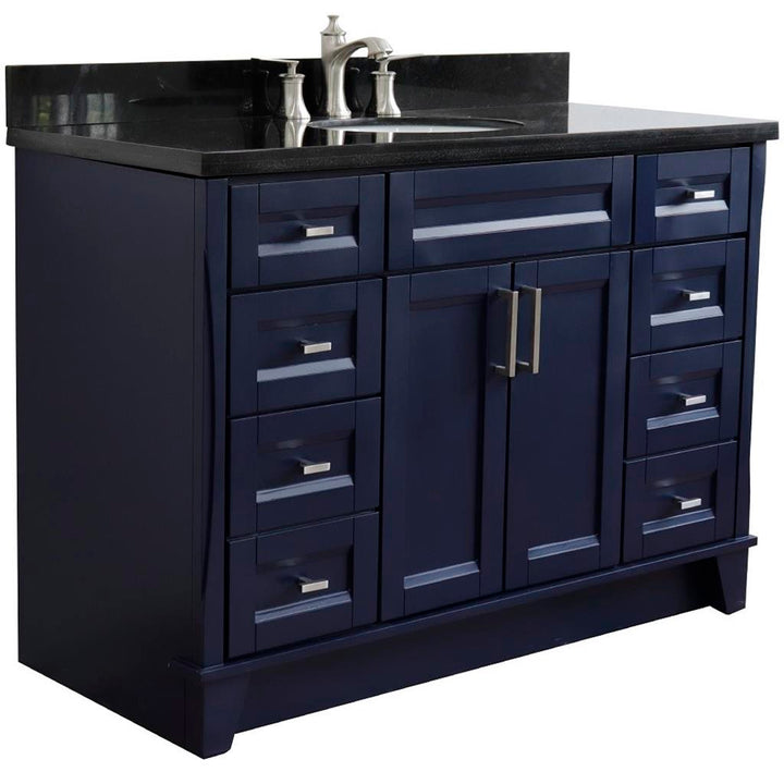 Bellaterra Terni 49" Single Vanity, Blue, Black Galaxy Granite Top/Oval Sink