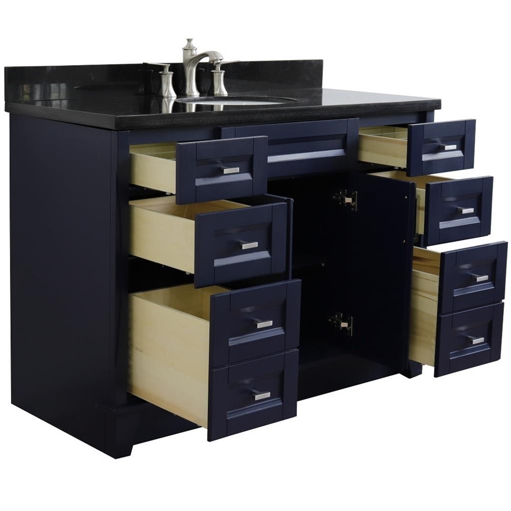 Bellaterra Terni 49" Single Vanity, Blue, Black Galaxy Granite Top/Oval Sink