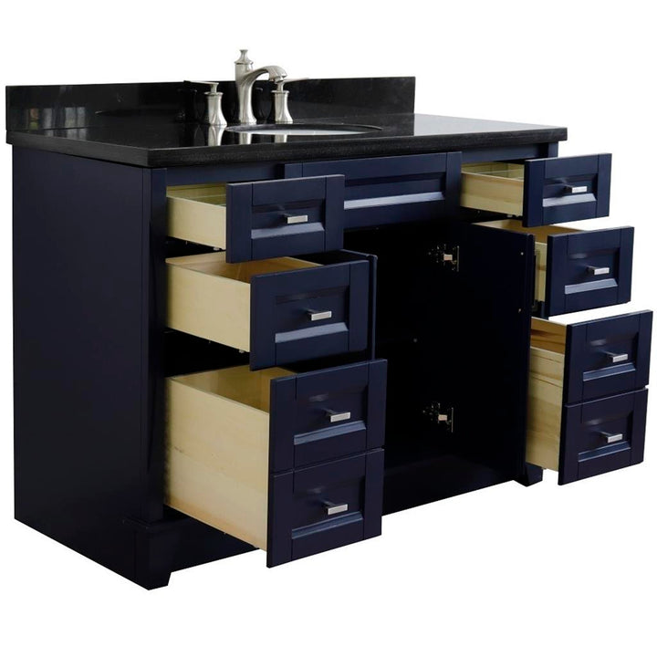 Bellaterra Terni 49" Single Vanity, Blue, Black Galaxy Granite Top/Oval Sink