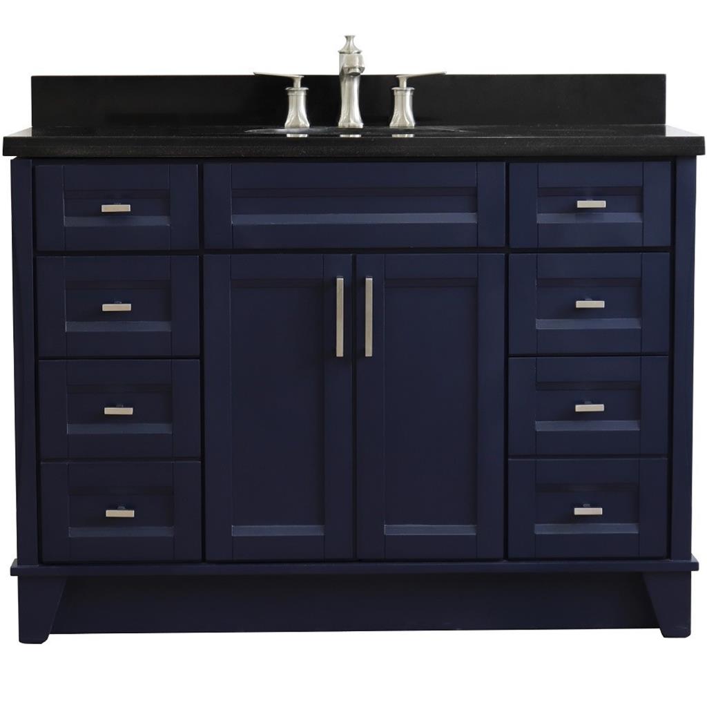 Bellaterra Terni 49" Single Vanity, Blue, Black Galaxy Granite Top/Oval Sink