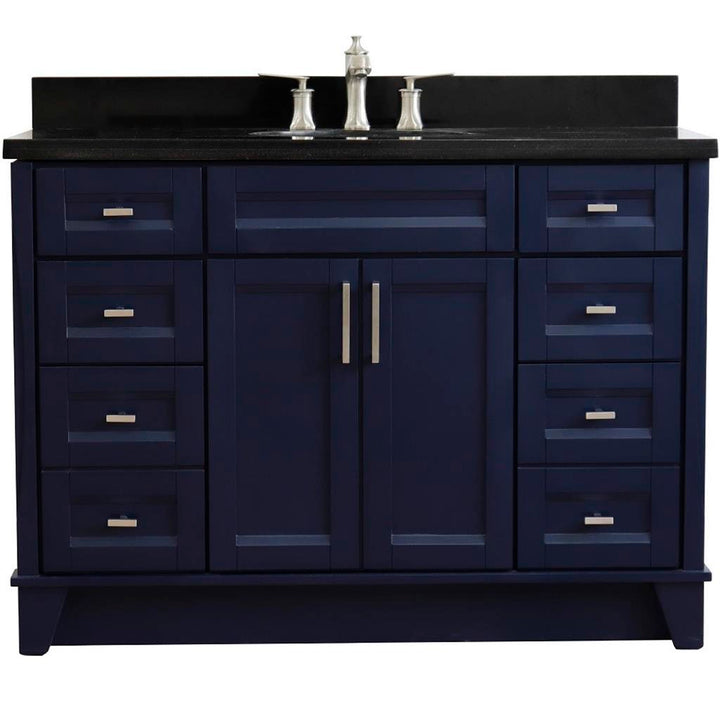 Bellaterra Terni 49" Single Vanity, Blue, Black Galaxy Granite Top/Oval Sink