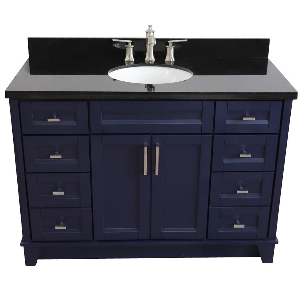 Bellaterra Terni 49" Single Vanity, Blue, Black Galaxy Granite Top/Oval Sink