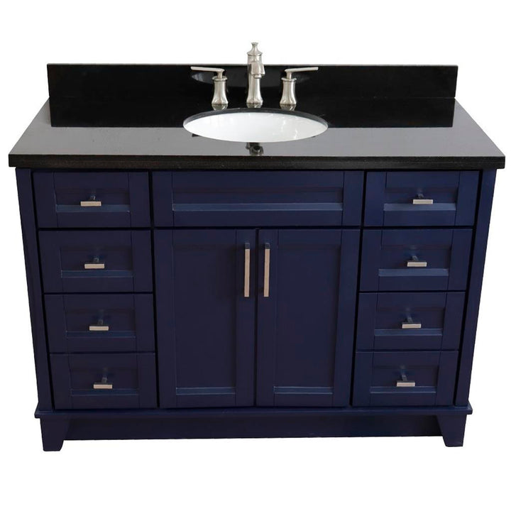 Bellaterra Terni 49" Single Vanity, Blue, Black Galaxy Granite Top/Oval Sink