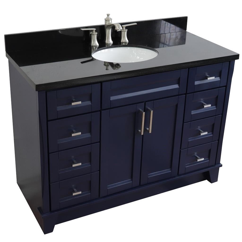 Bellaterra Terni 49" Single Vanity, Blue, Black Galaxy Granite Top/Oval Sink