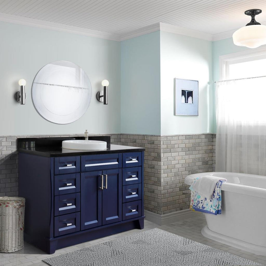 Bellaterra Home Terni 48" Blue Vanity, Round Sink Black Galaxy Granite#top-options_black-galaxy-granite