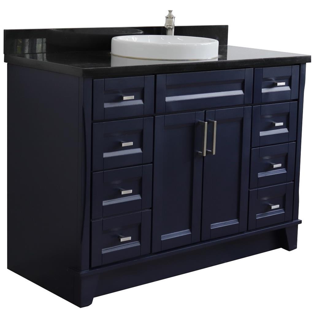 Bellaterra Terni 49" Single Vanity, Blue, Black Galaxy Granite Top/Round Sink