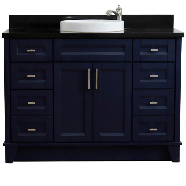 Bellaterra Terni 49" Single Vanity, Blue, Black Galaxy Granite Top/Round Sink