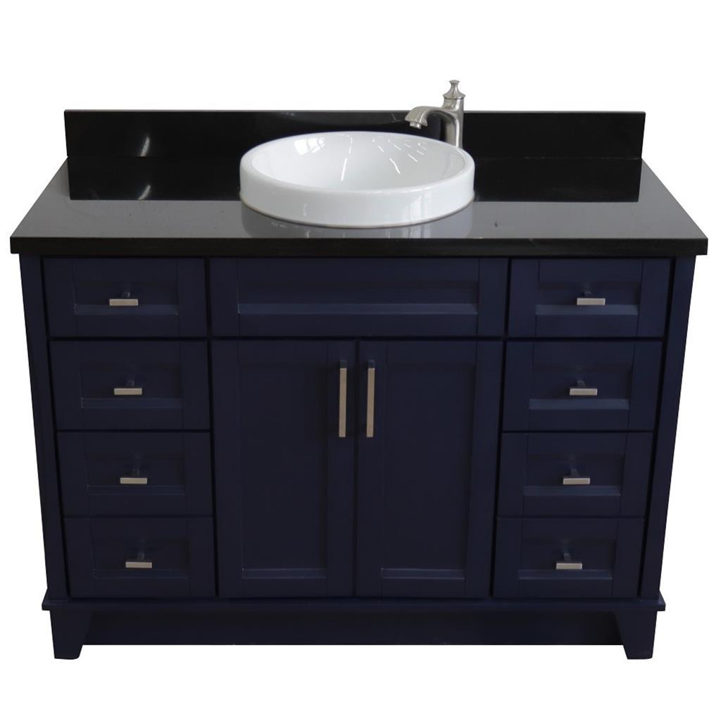 Bellaterra Terni 49" Single Vanity, Blue, Black Galaxy Granite Top/Round Sink