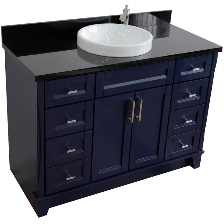 Bellaterra Terni 49" Single Vanity, Blue, Black Galaxy Granite Top/Round Sink