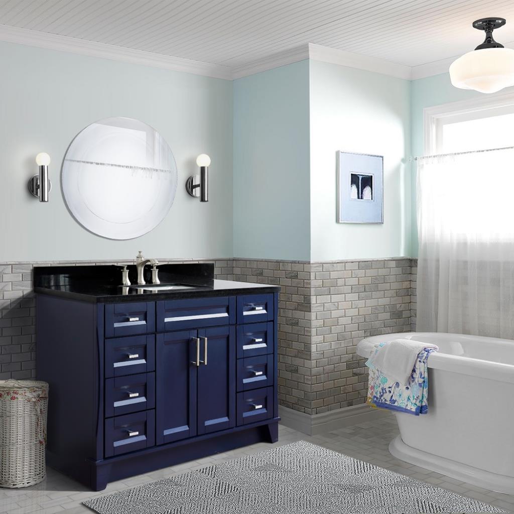 Bellaterra Terni 49" Single Vanity, Blue, Black Galaxy Granite Top/Rectangle Sink